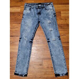 BLEECKER & MERCER Skinny Fit Rip and Tear Jeans 36/32 Distressed Men’s